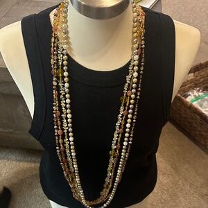 Joan Rivers Multi-Strand Beaded Necklace in Gold and Brown